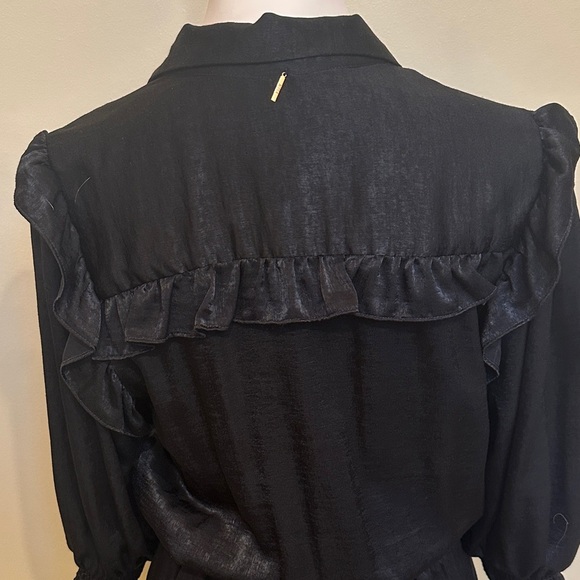 Misa Los Angeles Flirty Black Mini Ruffle Dress - Picture 4 of 7